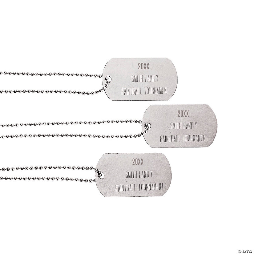 Personalized Silver Dog Tag Necklaces - 12 Pc. Image Thumbnail