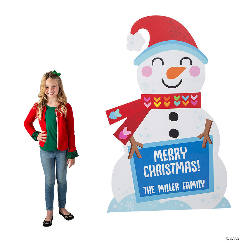 Personalized Snowman Life-Size Cardboard Cutout Stand-Up Image Thumbnail