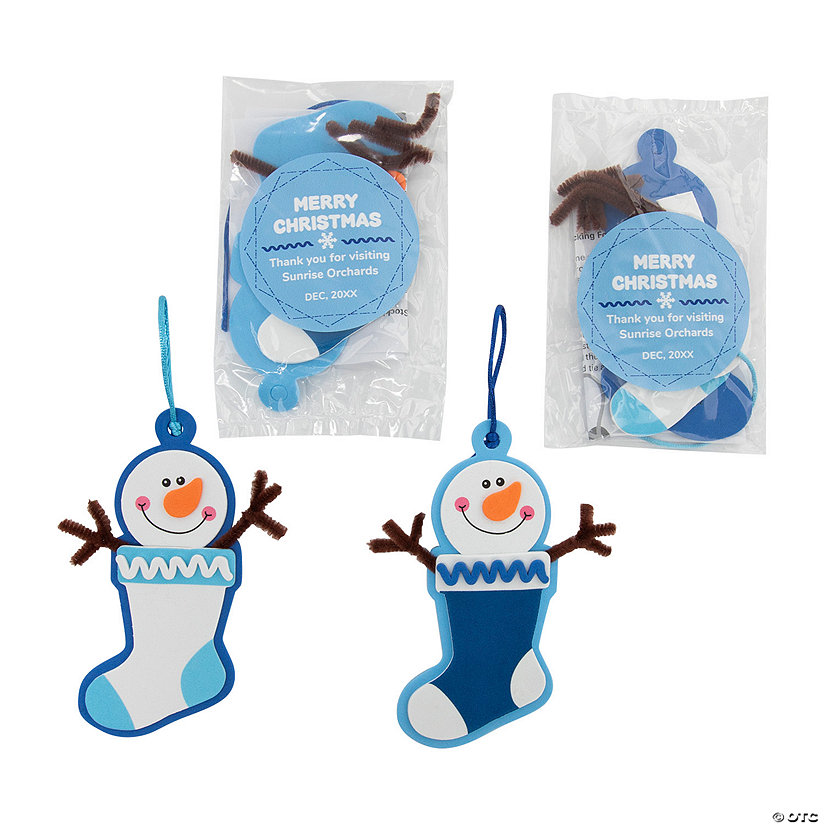 Personalized Snowman Stocking Ornament Craft Kit Handouts - Makes 12 Image