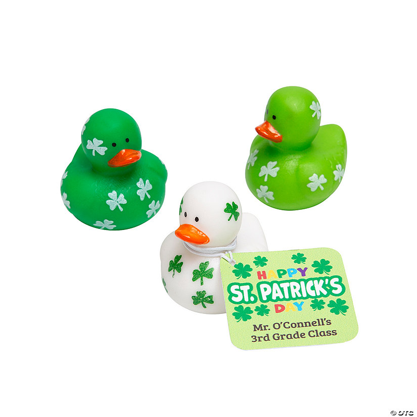 Personalized St. Patrick&#8217;s Day Card with Mini Shamrock Rubber Ducks for 24 Image Thumbnail