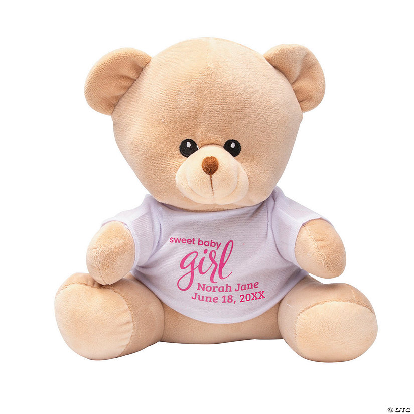 Personalized Stuffed Bear with T-Shirt - Baby Girl Image Thumbnail