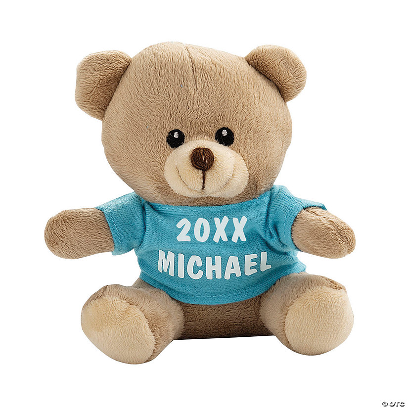 Personalized Stuffed Bear with T-Shirt - Blue Image Thumbnail