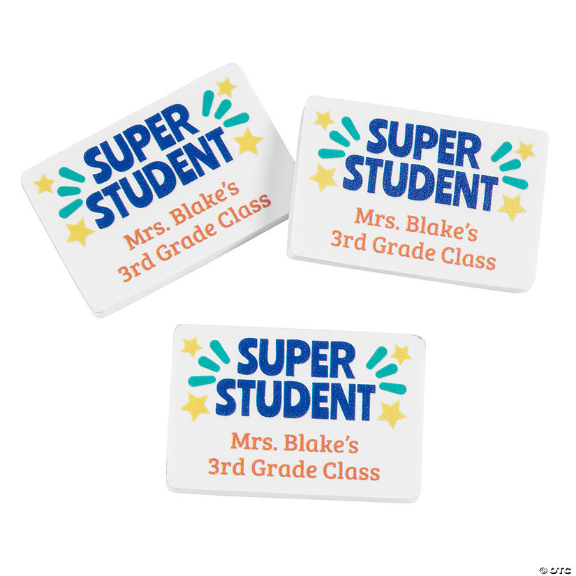 Personalized Super Student Motivational Incentive Erasers Image Thumbnail