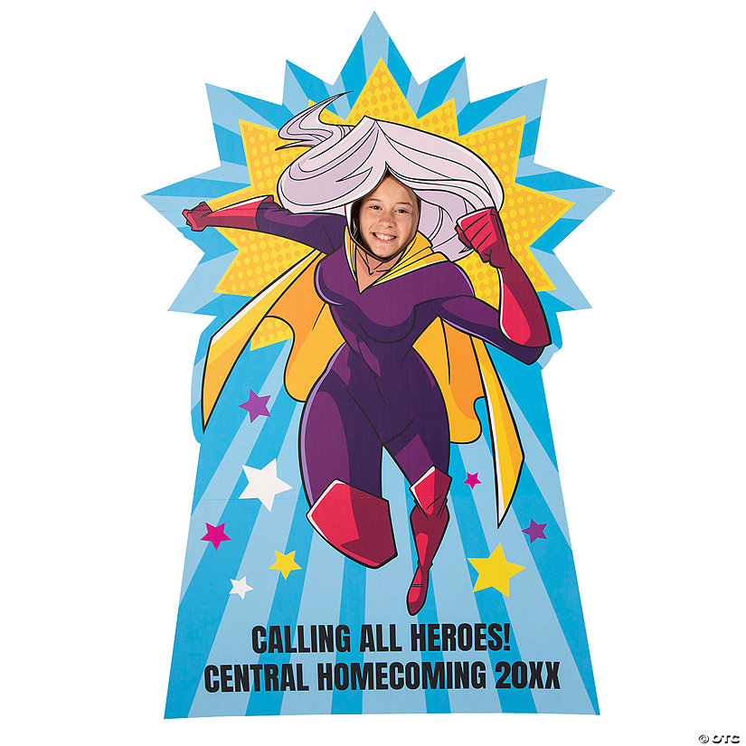 Personalized Superhero Girl Life-Size Cardboard Cutout Stand-In Stand-Up Image Thumbnail