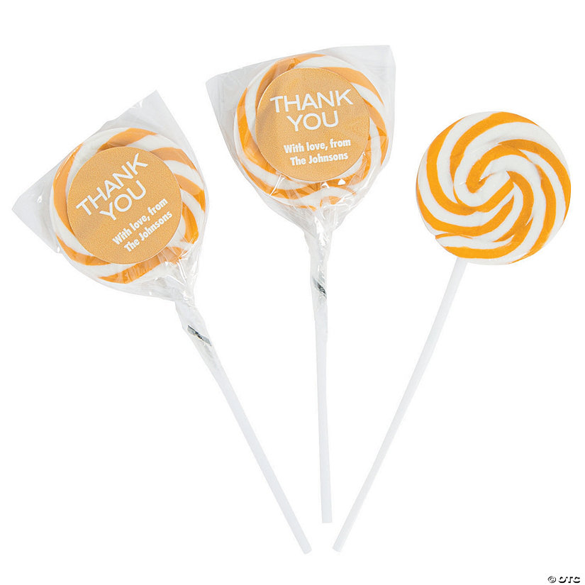 Personalized Thank You Swirl Lollipops - Gold Image