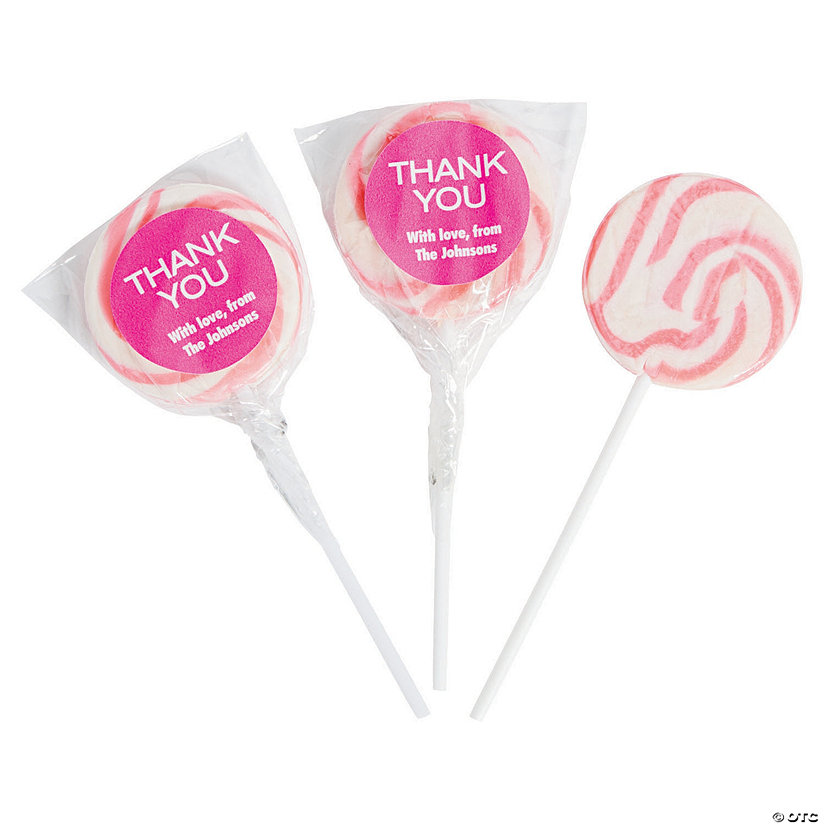 Personalized Thank You Swirl Lollipops - Pink Image