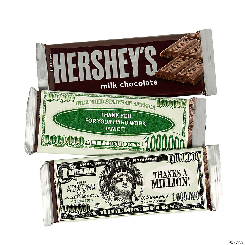 Personalized Thanks a Million Candy Bar Labels - 12 Pc. Image Thumbnail