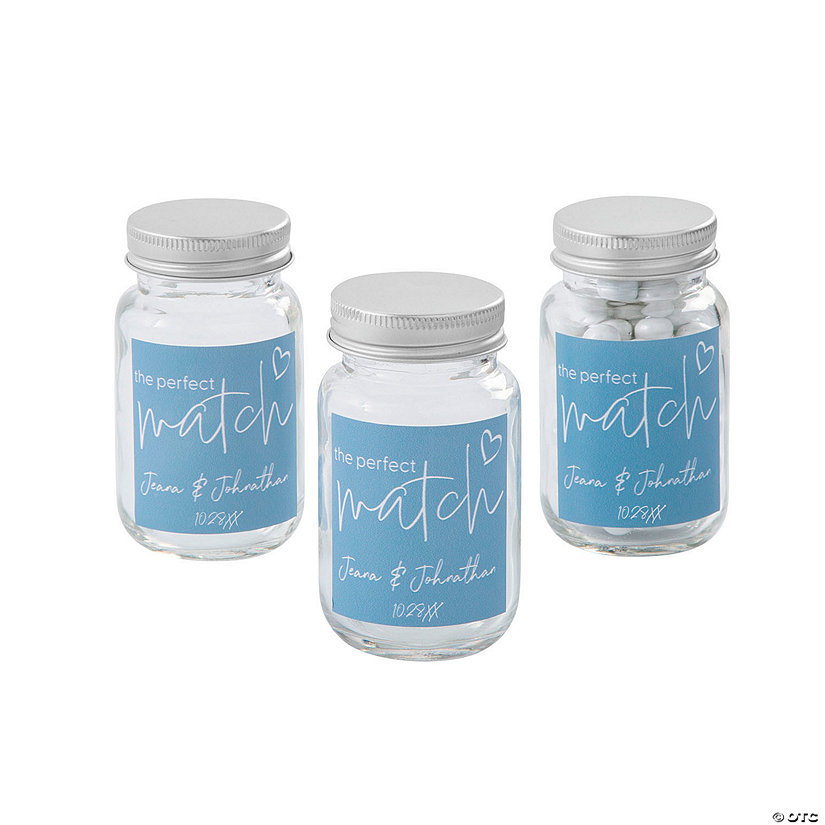Personalized The Perfect Match Mini Mason Jar Wedding Favors - 24 Pc. Image Thumbnail