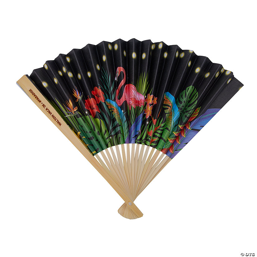 Personalized Tropical Nights Paper Hand Fans - 12 Pc. Image Thumbnail