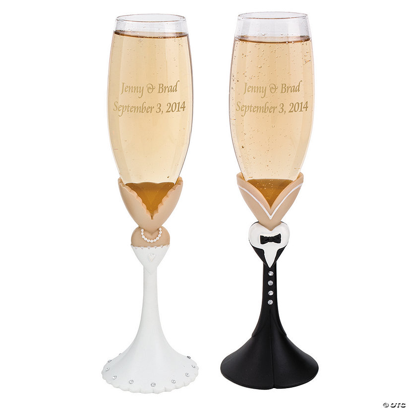 Personalized Tux & Gown Champagne Flute Set Image