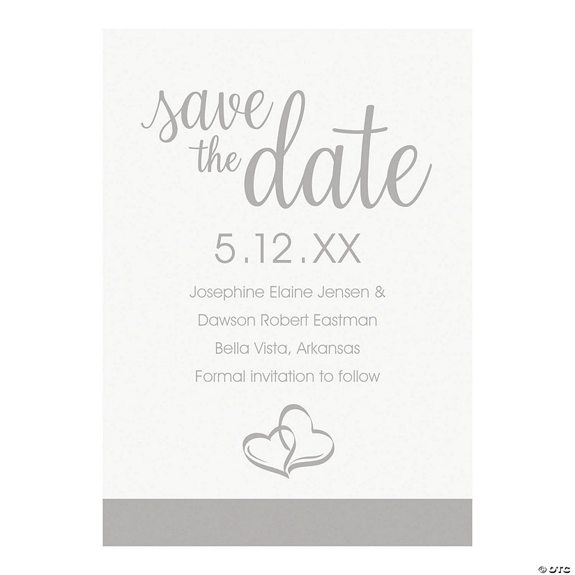 Personalized Two Hearts Save the Date Cards - 25 Pc. Image Thumbnail