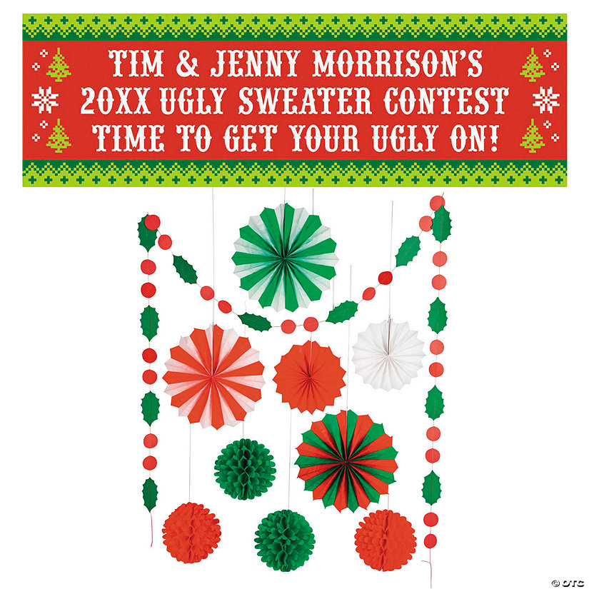 Personalized Ugly Christmas Sweater Banner Decorating Kit - 11 Pc. Image