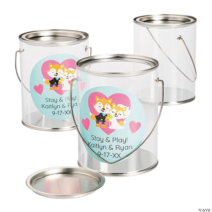 Personalized Wedding Kid&#8217;s Paint Bucket Favor Containers - 12 Pc. Image Thumbnail