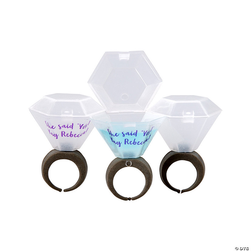 Personalized Wedding Ring Plastic Shot Glasses - 12 Pc. Image Thumbnail