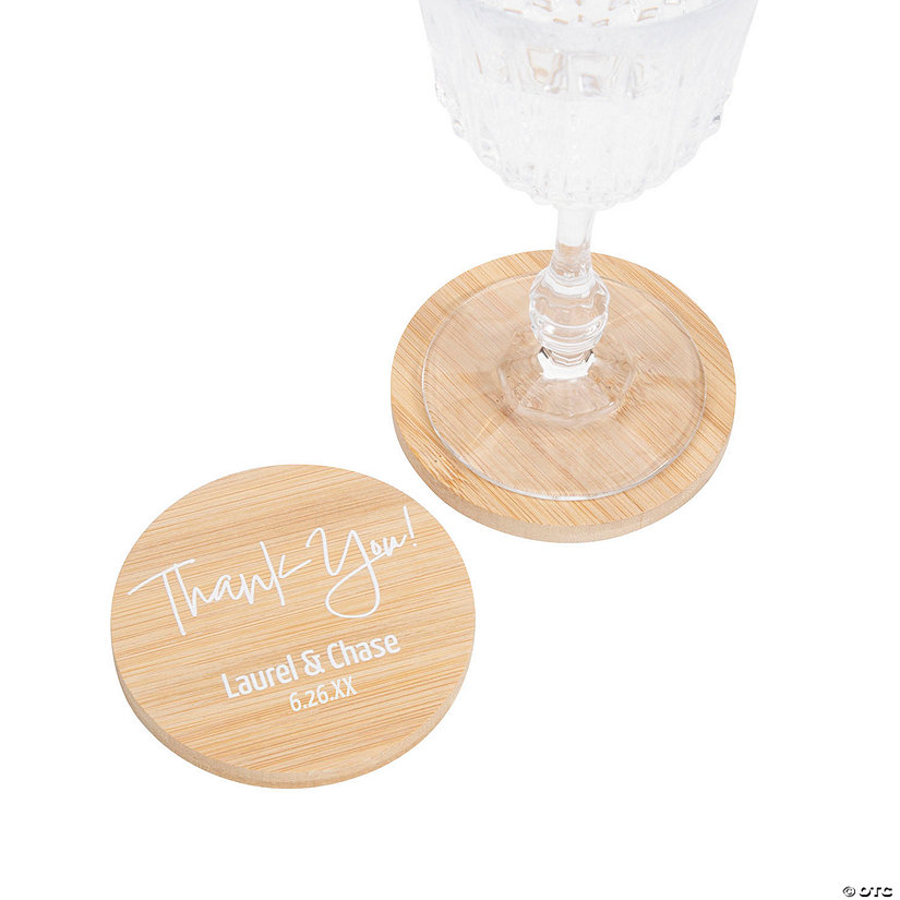 Personalized Wedding Thank You Wooden Coasters - 12 Pc. Image Thumbnail