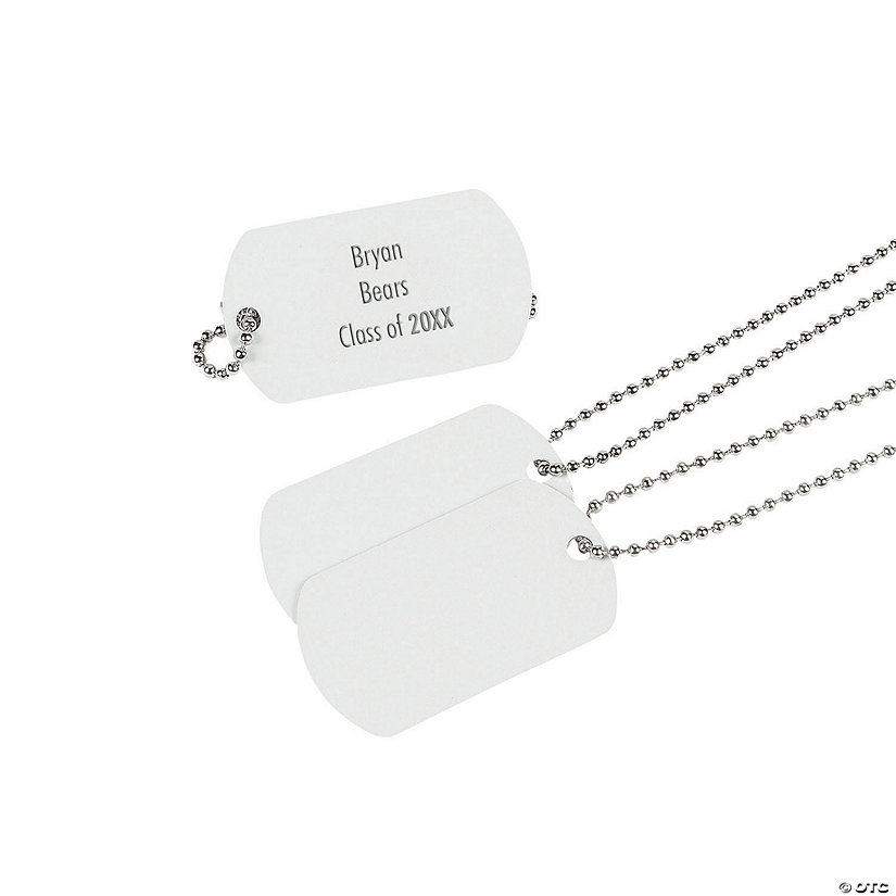 Personalized White Dog Tag Necklaces - 12 Pc. Image
