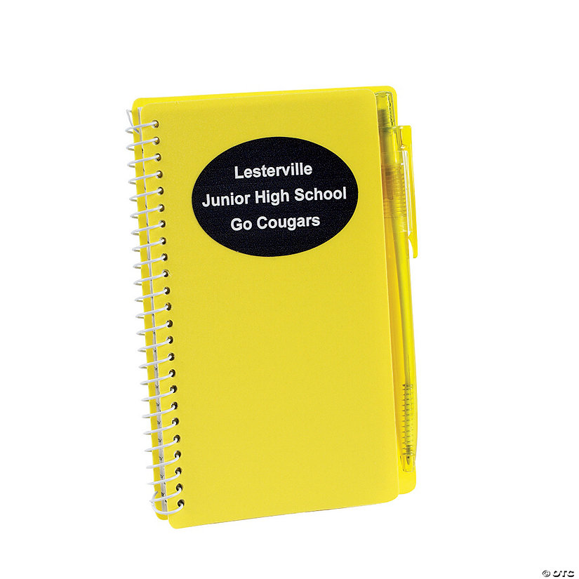 Personalized Yellow Spiral Notebooks with Pens - 12 Pc. Image