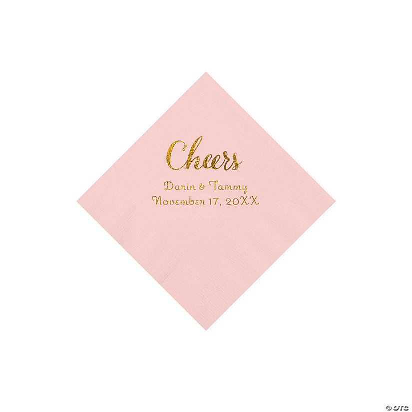 Pink Cheers Personalized Napkins with Gold Foil - Beverage Image Thumbnail