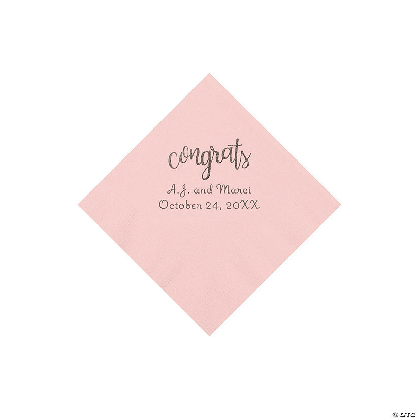Pink Congrats Personalized Napkins with Silver Foil - Beverage Image Thumbnail