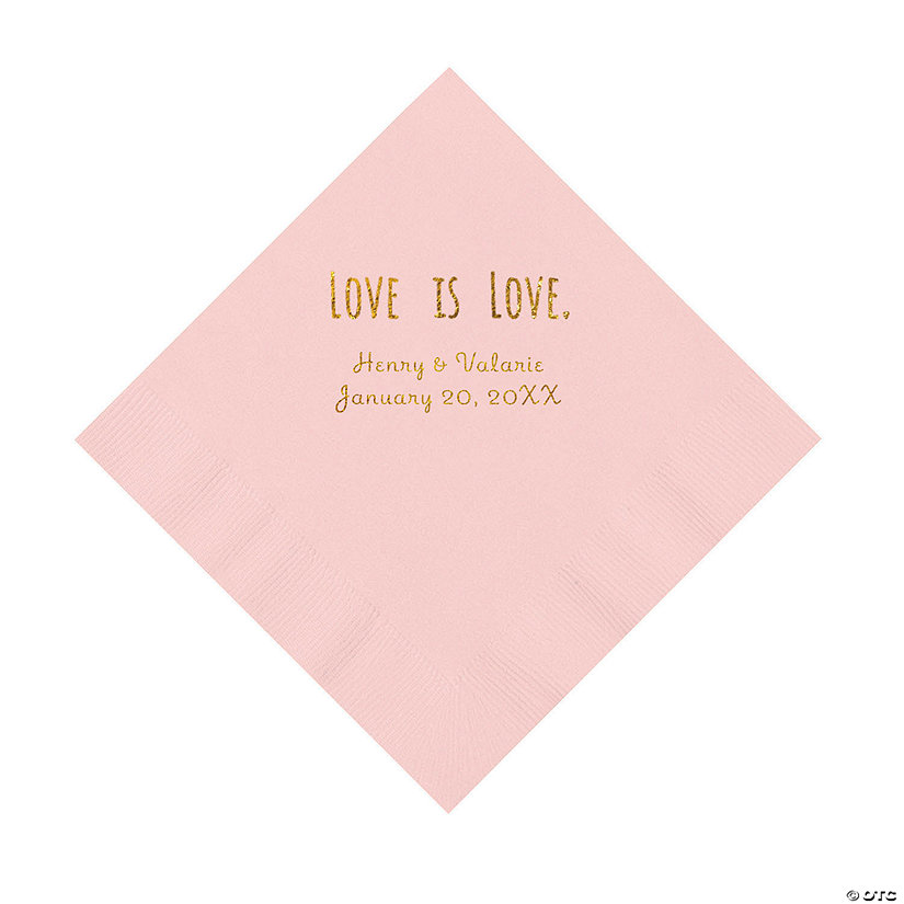 Pink Love is Love Personalized Napkins with Gold Foil - Luncheon Image Thumbnail