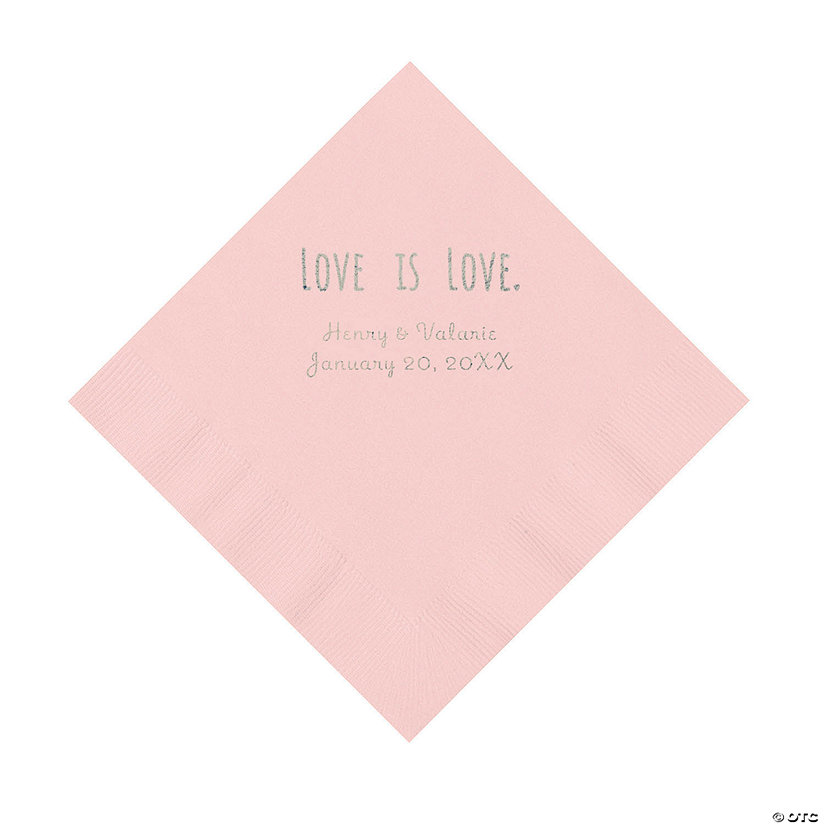 Pink Love is Love Personalized Napkins with Silver Foil - Luncheon Image Thumbnail