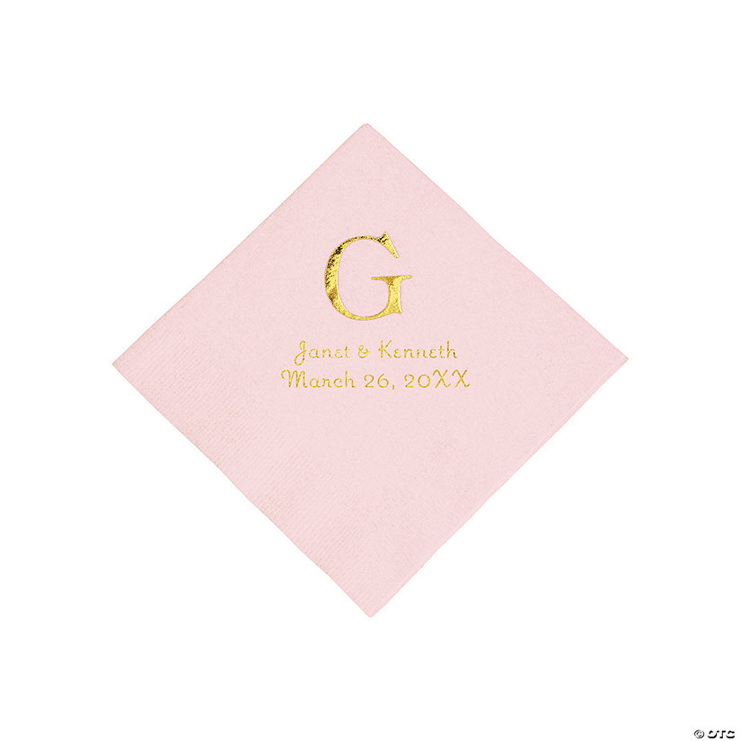 Pink Monogram Personalized Napkins with Gold Foil - Luncheon Image