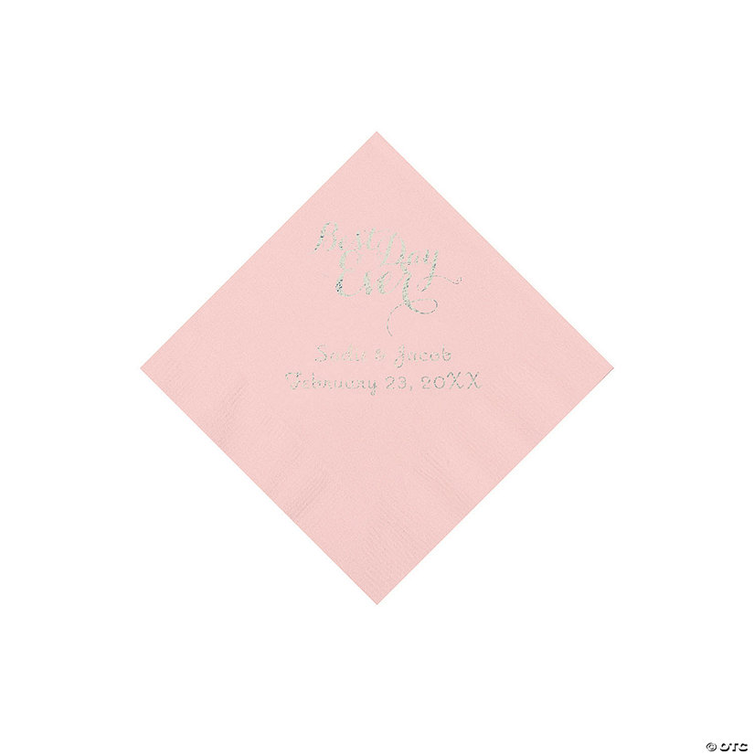 Pink Personalized Best Day Ever Napkins with Silver Foil - Beverage Image Thumbnail