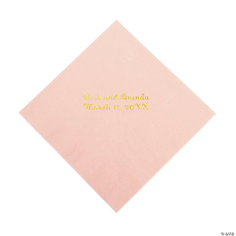Pink Personalized Napkins with Gold Foil - Beverage Image