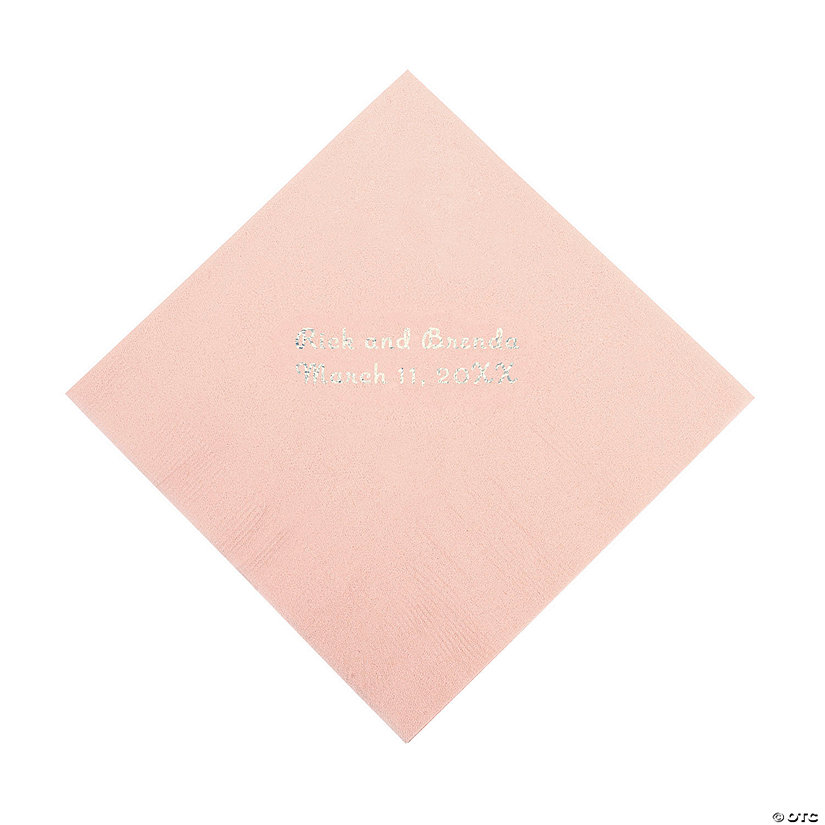 Pink Personalized Napkins with Silver Foil - Beverage Image