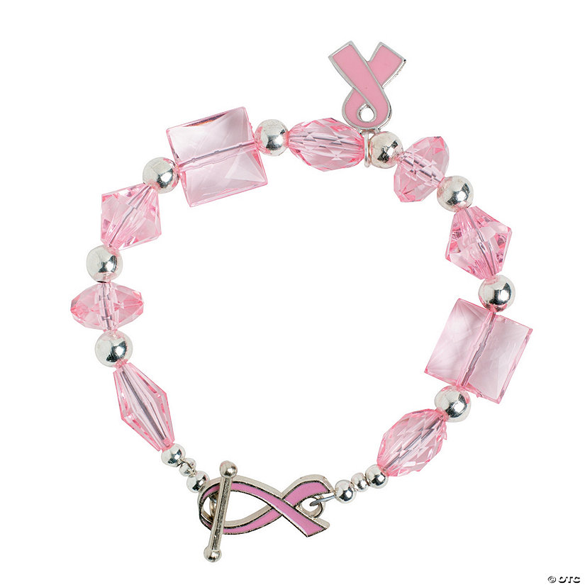 Pink Ribbon Toggle Clasp Bracelet with Charm Idea Image