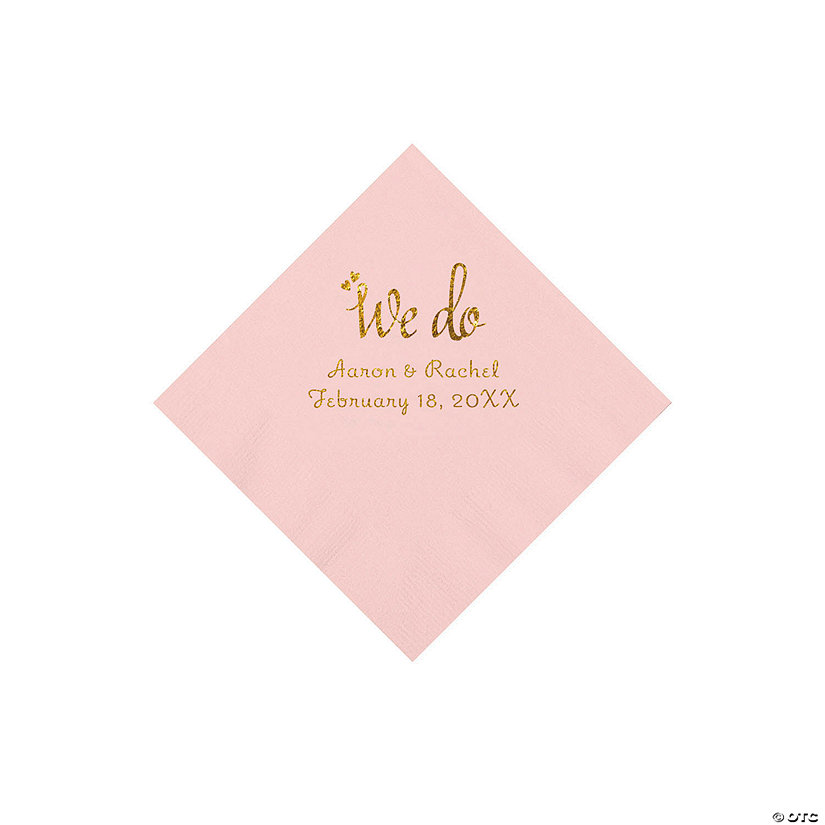 Pink We Do Personalized Napkins with Gold Foil - Beverage Image Thumbnail