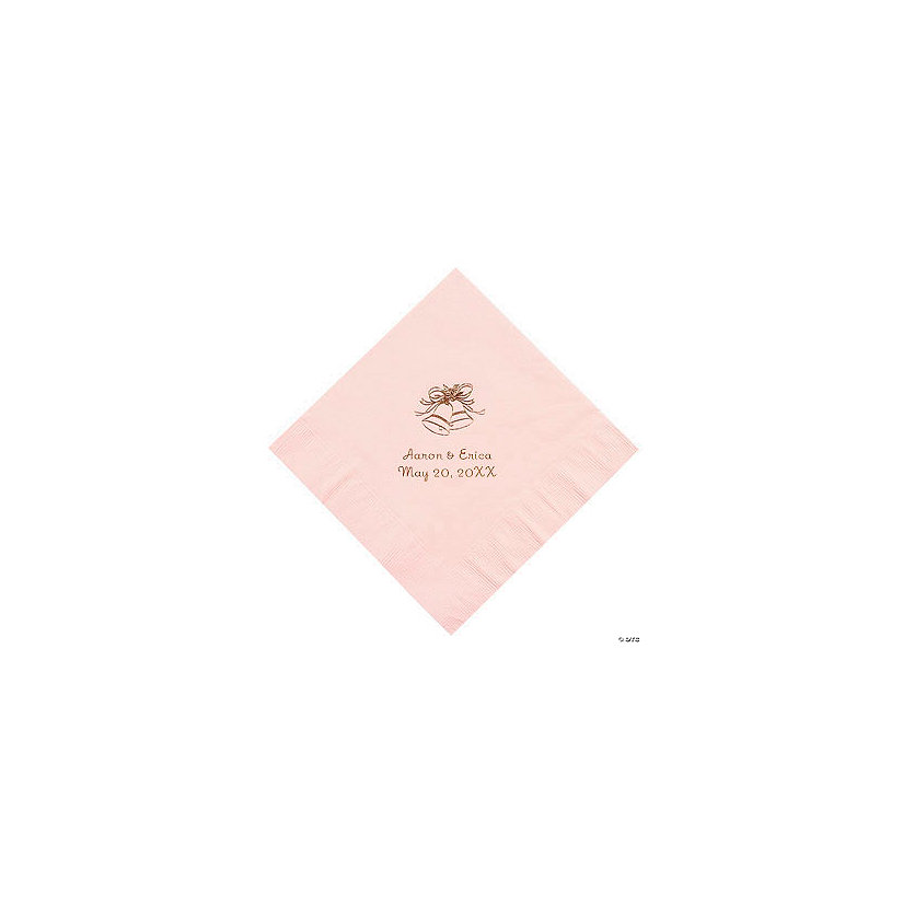 Pink Wedding Bells Personalized Napkins with Gold Foil - Luncheon Image