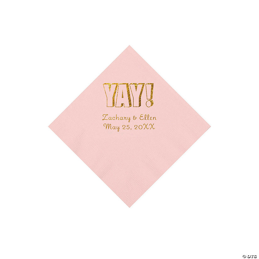 Pink Yay Personalized Napkins with Gold Foil - Beverage Image Thumbnail