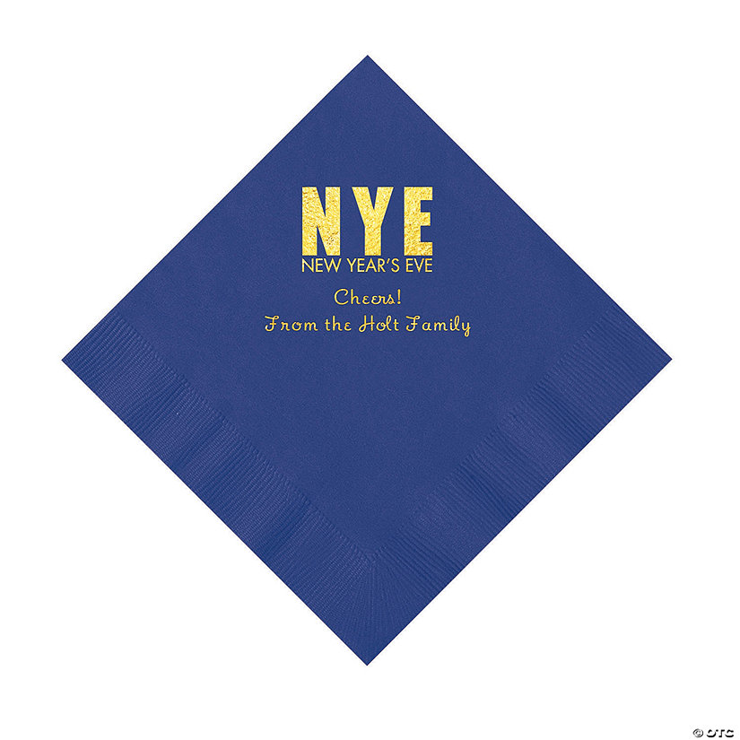 Purple New Year&#8217;s Eve Personalized Napkins with Gold Foil - Luncheon Image Thumbnail