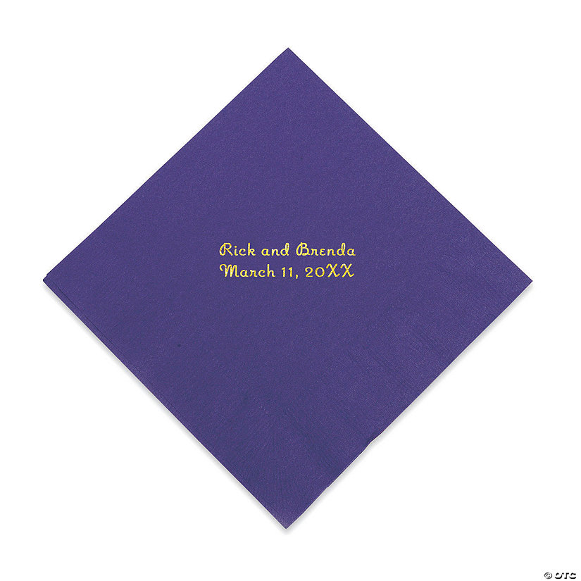 Purple Personalized Napkins with Gold Foil - Luncheon Image Thumbnail