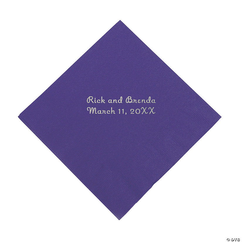 Purple Personalized Napkins with Silver Foil - Beverage Image Thumbnail