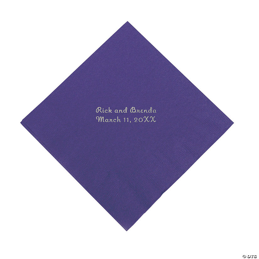 Purple Personalized Napkins with Silver Foil - Luncheon Image