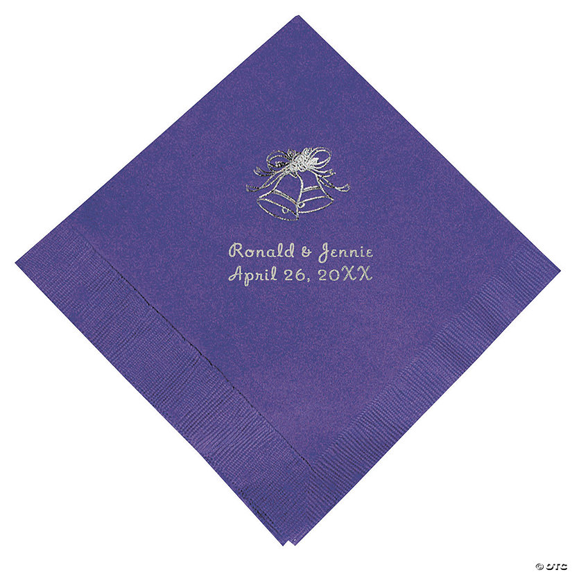 Purple Wedding Personalized Napkins with Silver Foil - Luncheon Image Thumbnail