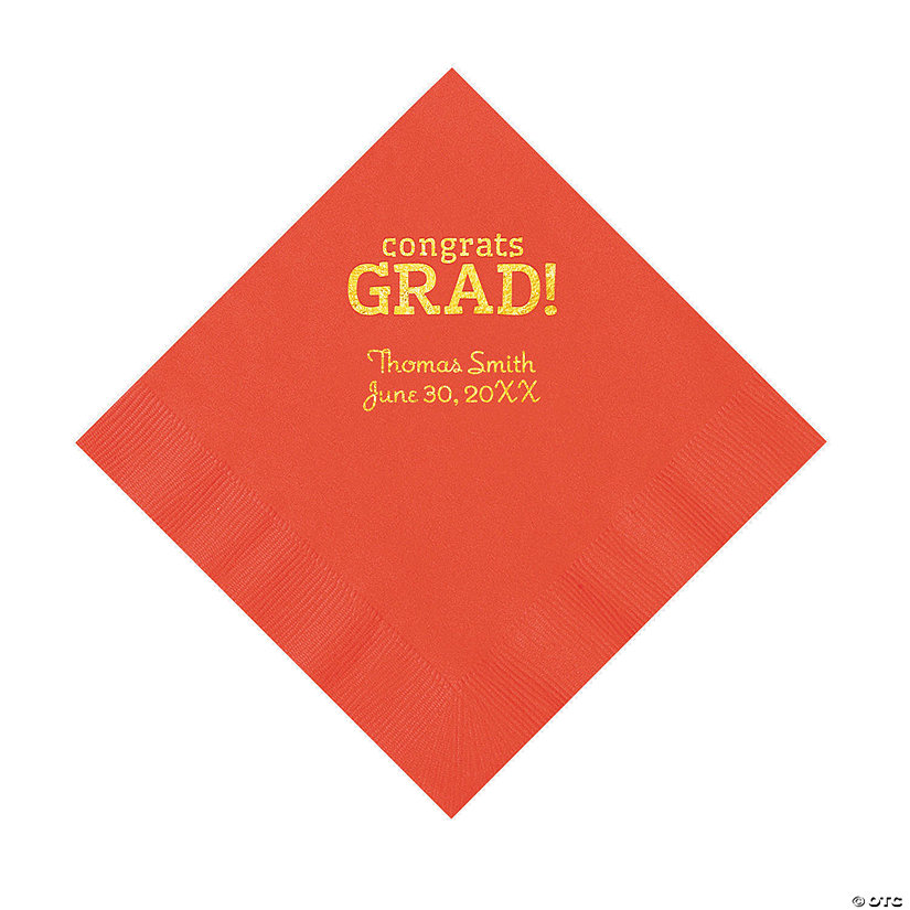 Red Congrats Grad Personalized Napkins with Gold Foil - 50 Pc. Luncheon Image Thumbnail