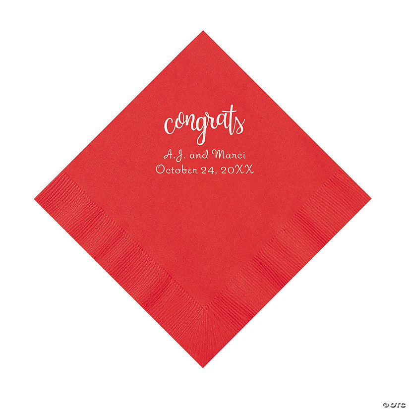 Red Congrats Personalized Napkins with Silver Foil - Luncheon Image Thumbnail