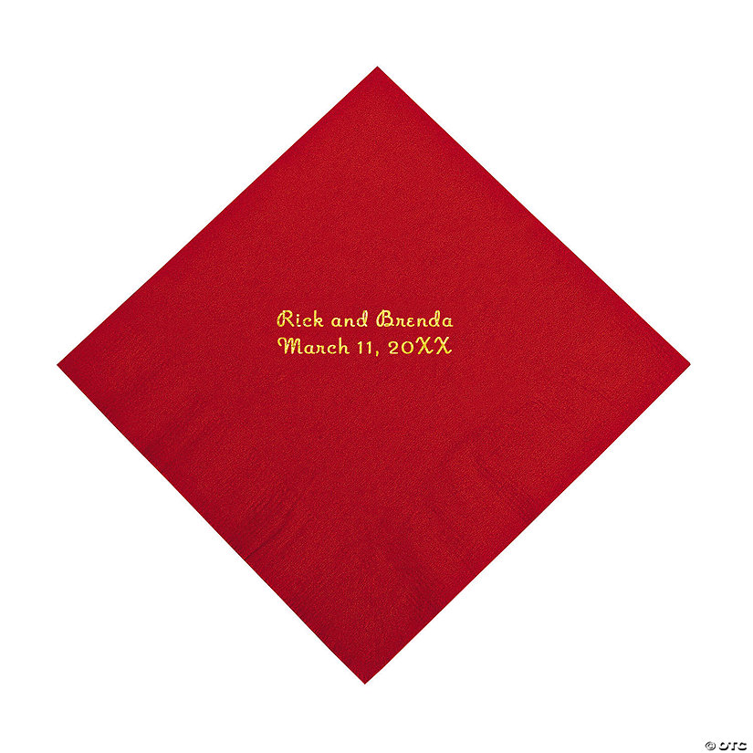 Red Personalized Napkins with Gold Foil - Luncheon Image Thumbnail