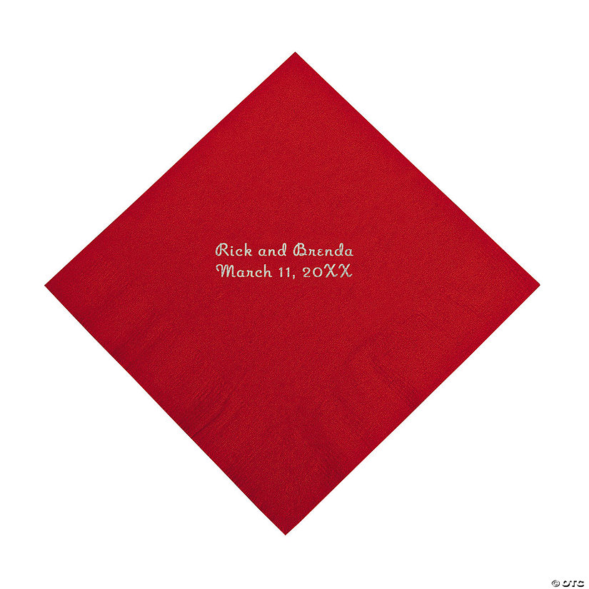 Red Personalized Napkins with Silver Foil - Luncheon Image Thumbnail