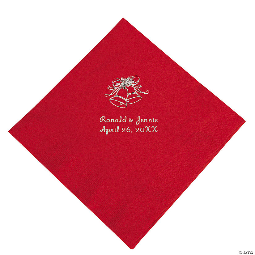 Red Wedding Personalized Napkins with Silver Foil - Luncheon Image