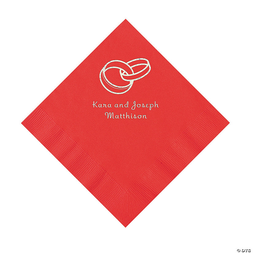 Red Wedding Ring Personalized Napkins - 50 Pc. Luncheon Image