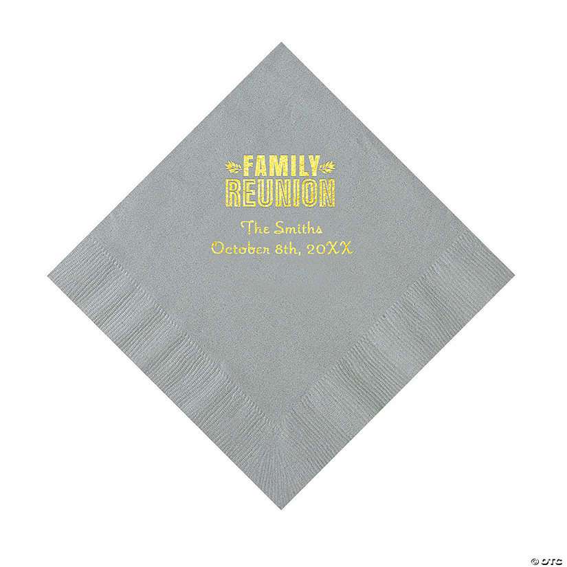 Silver Family Reunion Personalized Napkins with Gold Foil - 50 Pc. Luncheon Image Thumbnail