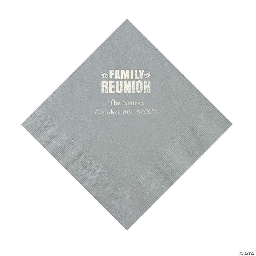 Silver Family Reunion Personalized Napkins with Silver Foil - 50 Pc. Luncheon Image Thumbnail