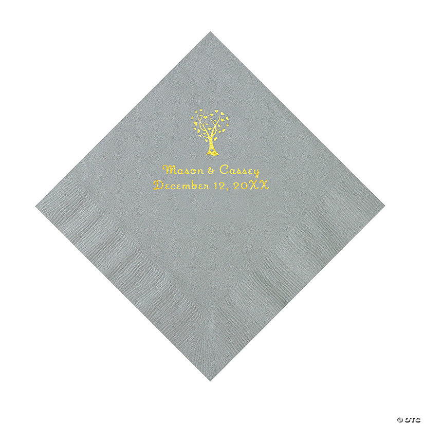 Silver Love Tree Personalized Napkins with Gold Foil - 50 Pc. Luncheon Image Thumbnail