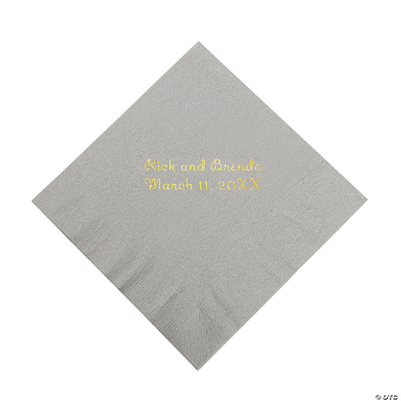Silver Personalized Napkins with Gold Foil - Beverage Image