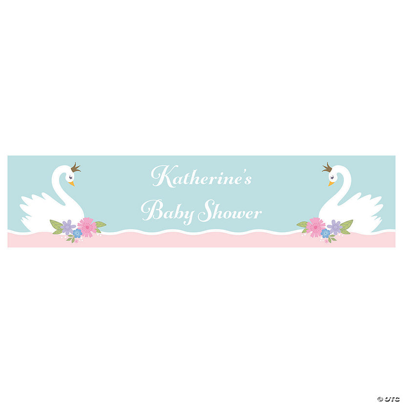 Sweet Swan Baby Shower Paper Custom Banner Image Thumbnail