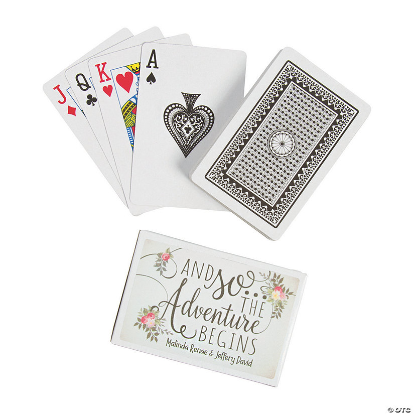 The Adventure Begins Wedding Playing Cards with Personalized Box - 12 Pc. Image Thumbnail